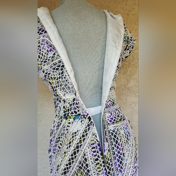 *$4,000 OSCAR DE LA RENTA GORGEOUS SILK LACE RUNWAY MULTI COLOR DRESS US 4, 10 - Picture 8 of 15